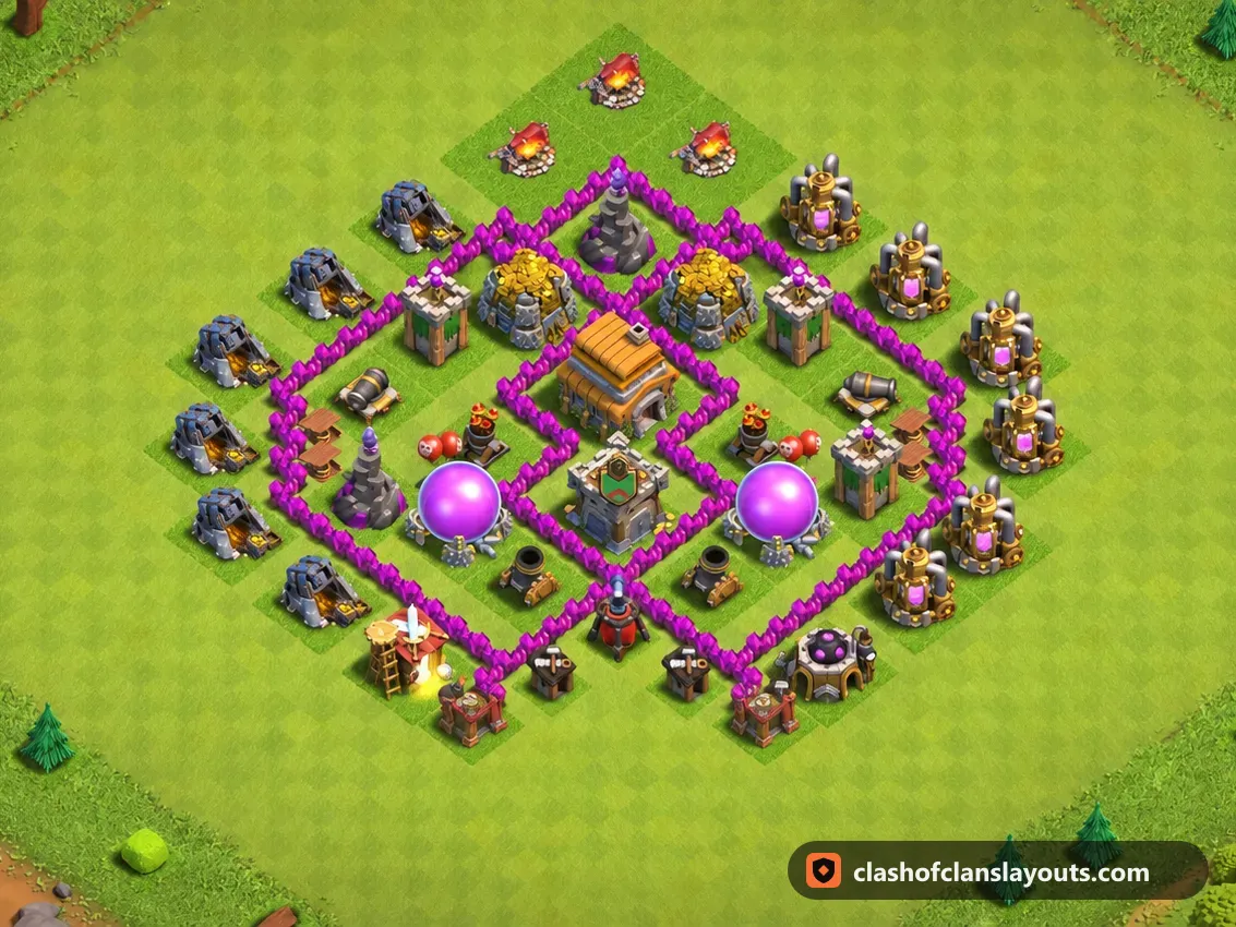 Base Farming TH6 159: layout base Farming Clash of Clans Town Hall 6, gambar base lengkap
