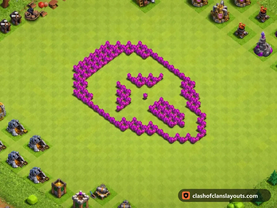 TH6 Funny Base Layout 10: Clash of Clans Town Hall 6 fun base layout, full base picture