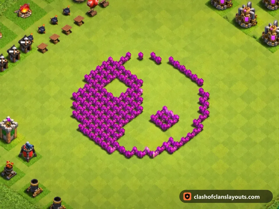 TH6 Funny Base Layout 11: Clash of Clans Town Hall 6 fun base layout, full base picture