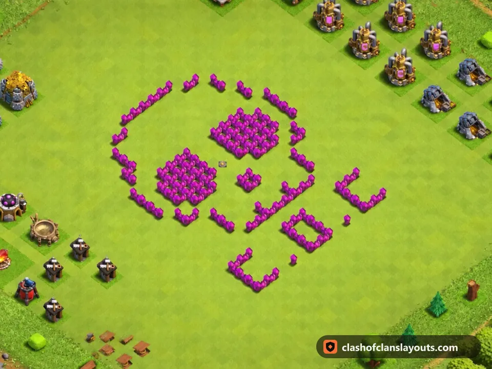 TH6 Funny Base Layout 15: Clash of Clans Town Hall 6 fun base layout, full base picture