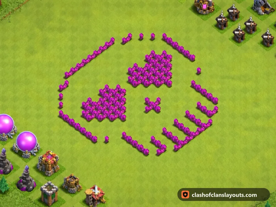 TH6 Funny Base Layout 16: Clash of Clans Town Hall 6 fun base layout, full base picture