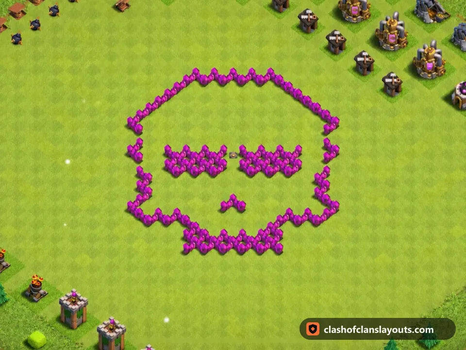 TH6 Funny Base Layout 17: Clash of Clans Town Hall 6 fun base layout, full base picture