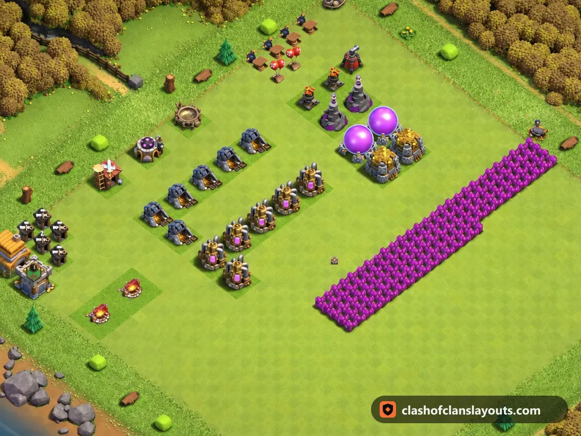 TH6 재미 배치 3: 클래시 오브 클랜 마을회관 6 재미 배치, 전체 배치 이미지