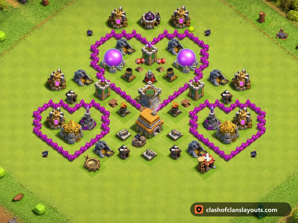 TH6 재미 배치 4: 클래시 오브 클랜 마을회관 6 재미 배치, 전체 배치 이미지