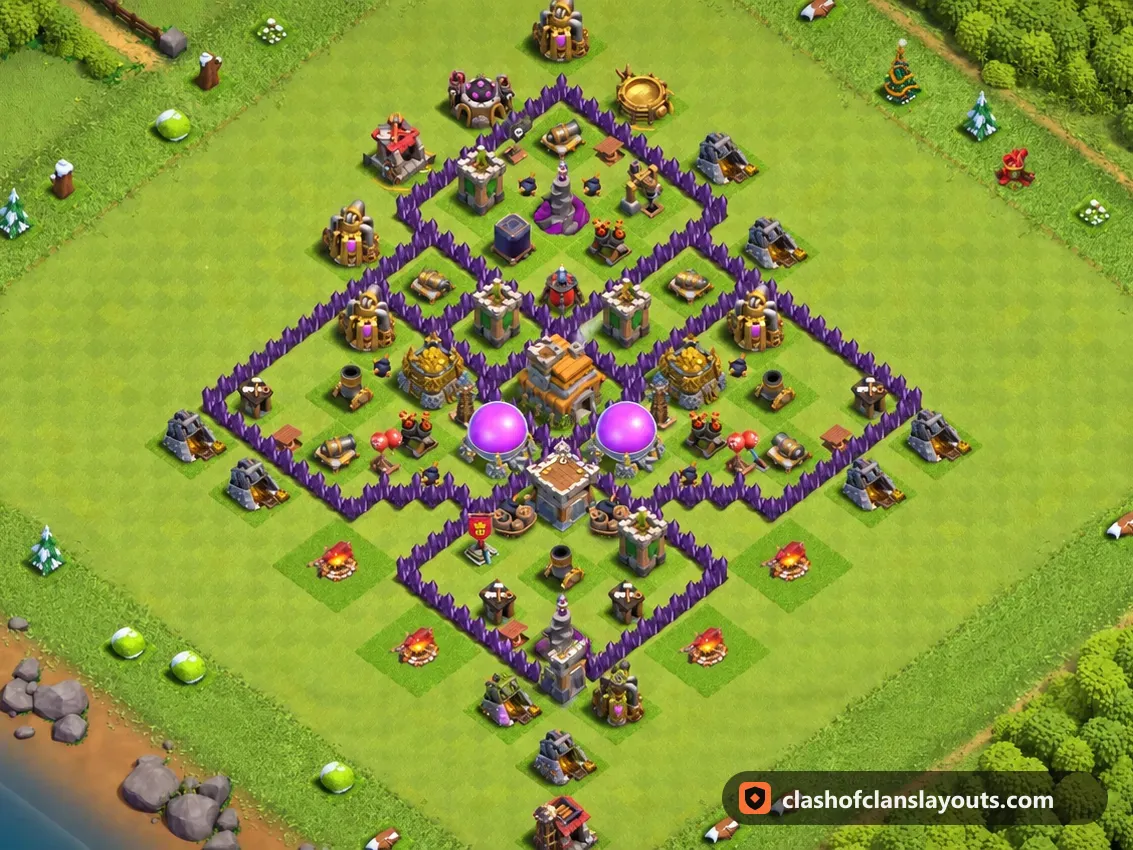 TH7 Farm Base Layout 271: Clash of Clans Town Hall 7 farm base layout, full base picture