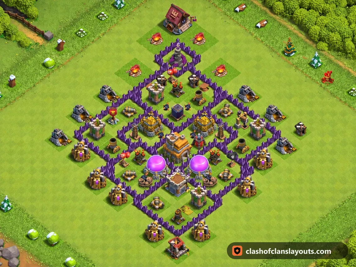 TH7 Farm Base Layout 272: Clash of Clans Town Hall 7 farm base layout, full base picture