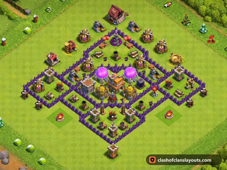 TH7 Farm Base Layout 273: Clash of Clans Town Hall 7 farm base layout, full base picture