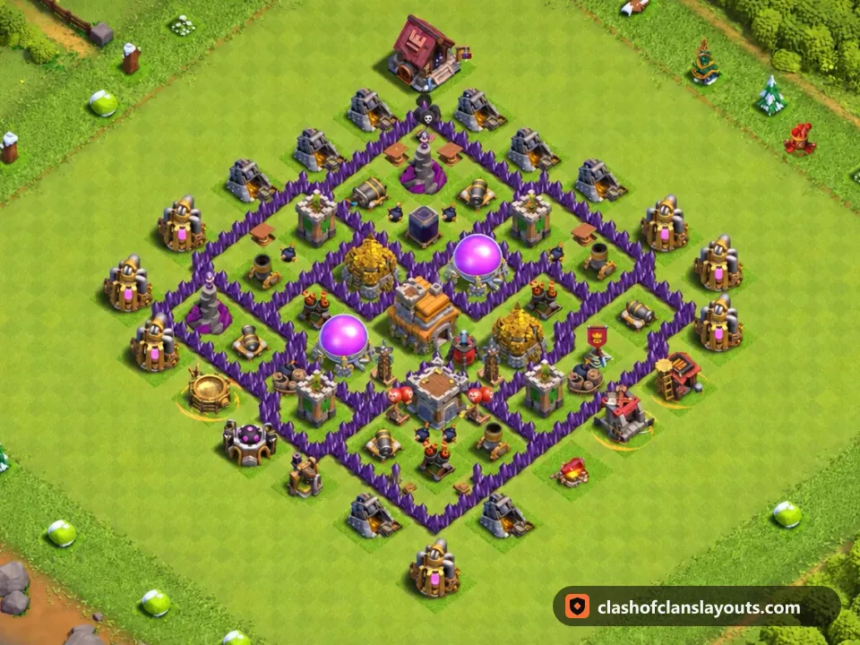 TH7 Farm Base Layout 274: Clash of Clans Town Hall 7 farm base layout, full base picture
