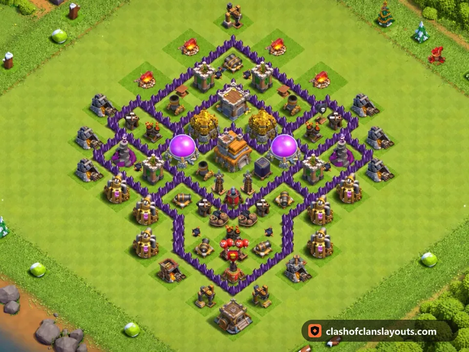 TH7 Farm Base Layout 276: Clash of Clans Town Hall 7 farm base layout, full base picture