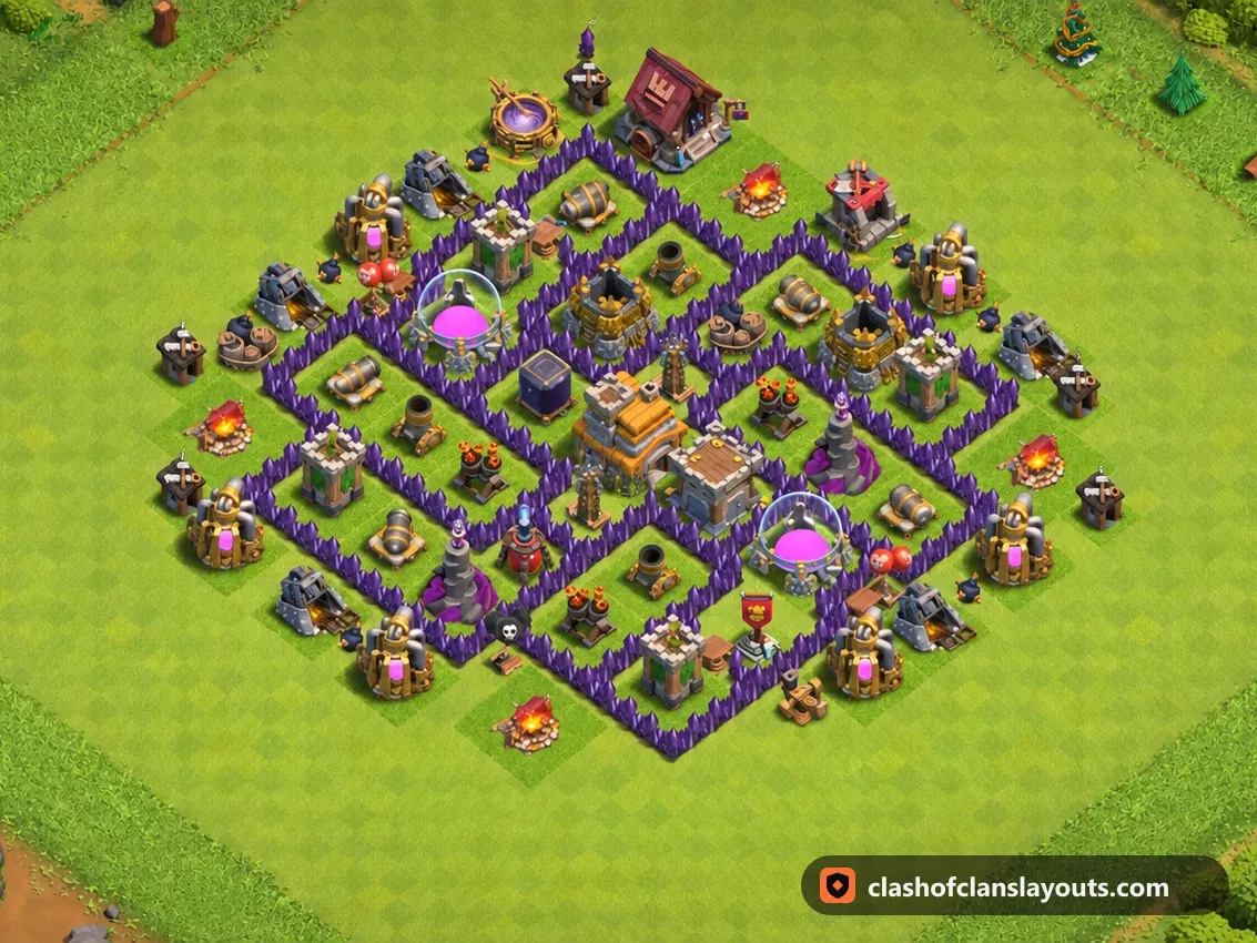 TH7 Farm Base Layout 278: Clash of Clans Town Hall 7 farm base layout, full base picture