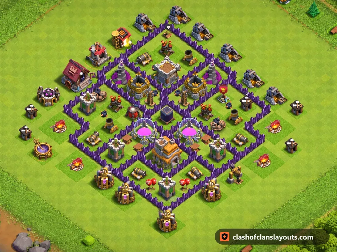 Farmbase TH7 280: Clash of Clans Farmbase für Rathaus 7, komplettes Bild der Base