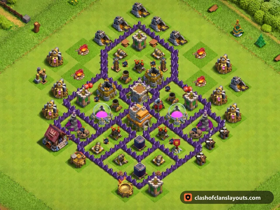 TH7 Farm Base Layout 282: Clash of Clans Town Hall 7 farm base layout, full base picture