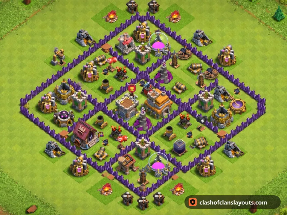 TH7 Farm Base Layout 283: Clash of Clans Town Hall 7 farm base layout, full base picture