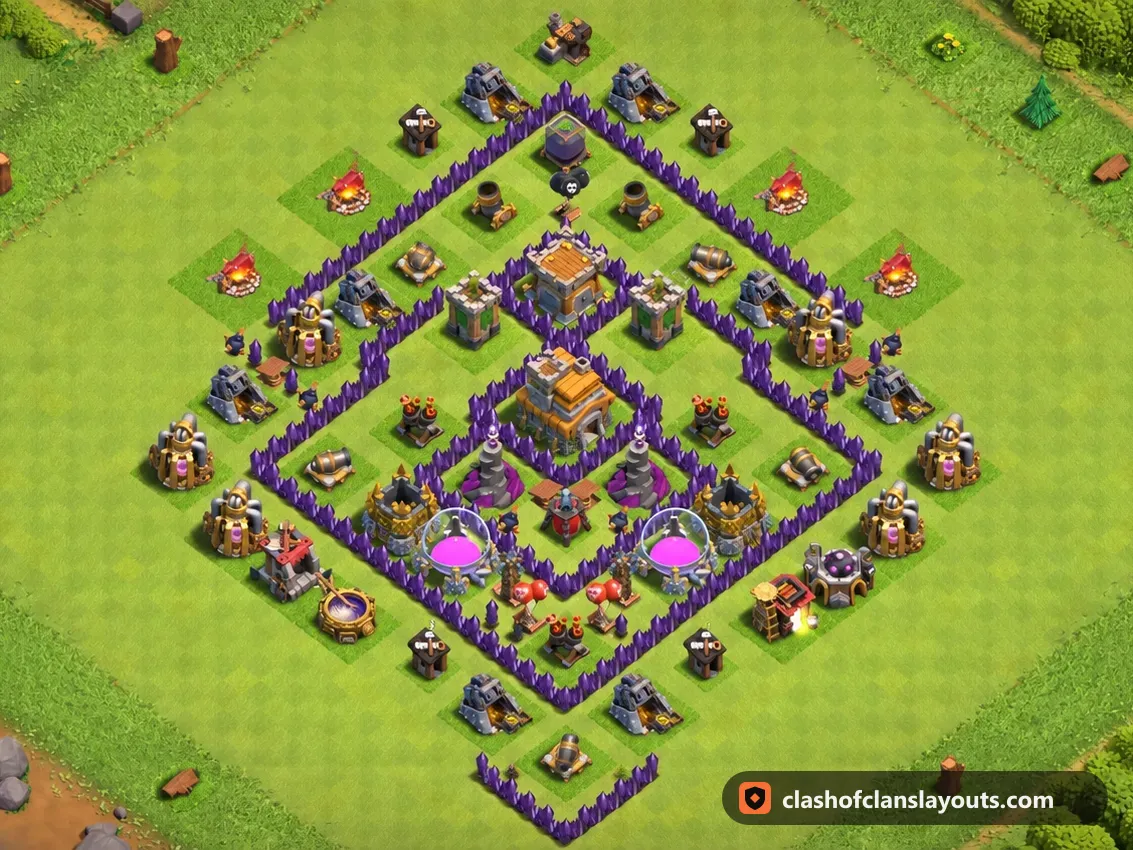 TH7 ファーム用配置 284：Clash of Clans タウンホール7のファーム用配置、ベース全体の画像