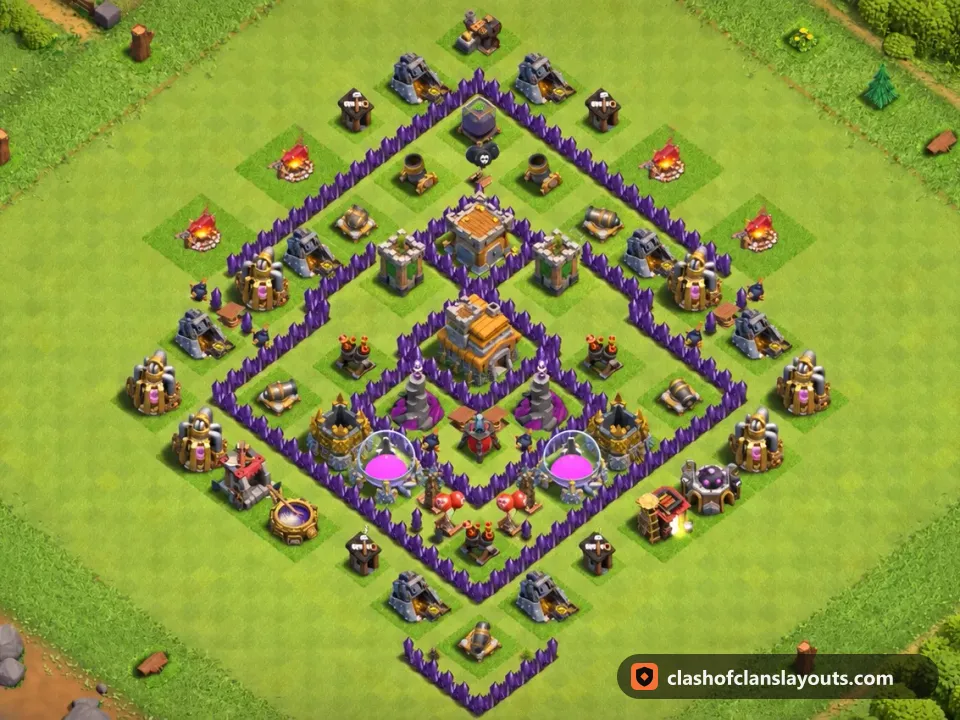 TH7 Farm Base Layout 284: Clash of Clans Town Hall 7 farm base layout, full base picture