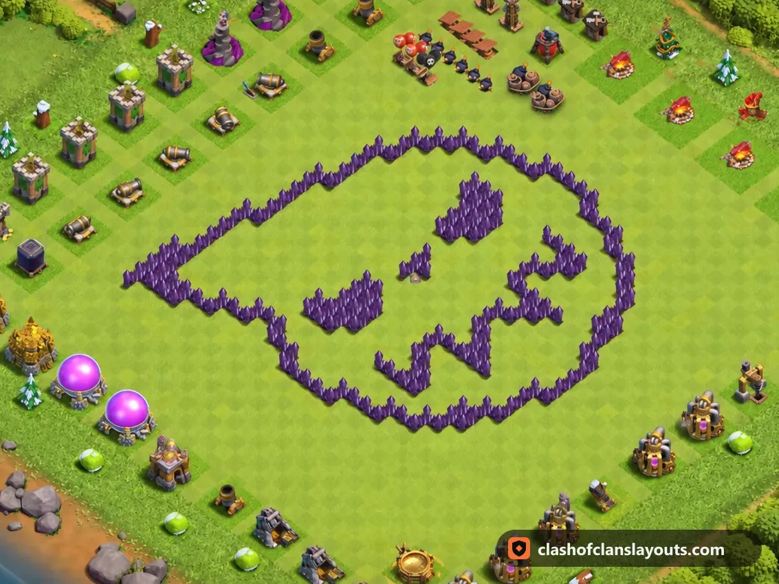 TH7 Funny Base Layout 29: Clash of Clans Town Hall 7 fun base layout, full base picture