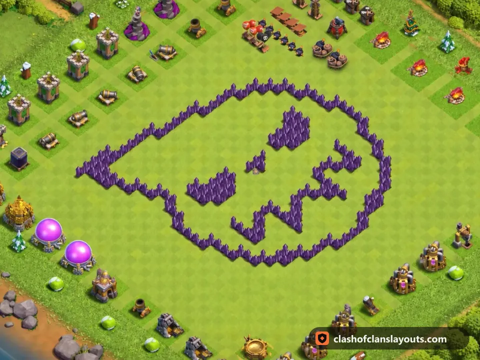 TH7 Funny Base Layout 29: Clash of Clans Town Hall 7 fun base layout, full base picture