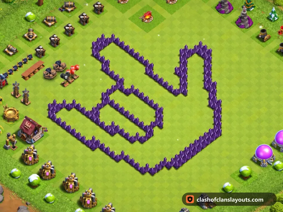 TH7 Funny Base Layout 30: Clash of Clans Town Hall 7 fun base layout, full base picture
