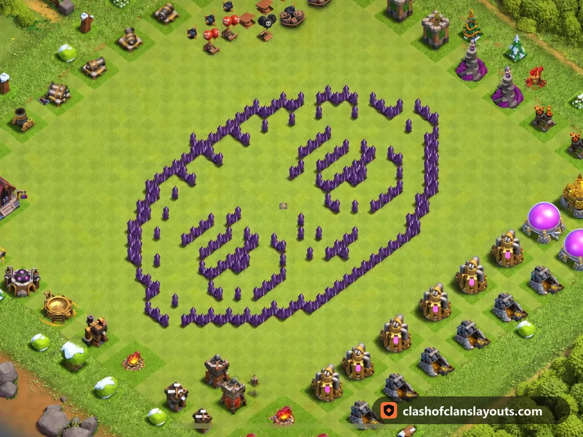 Base Lucu TH7 32: layout base Lucu Clash of Clans Town Hall 7, gambar base lengkap