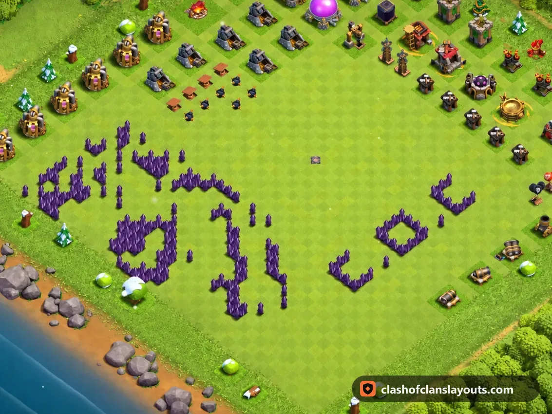TH7 Funny Base Layout 33: Clash of Clans Town Hall 7 fun base layout, full base picture