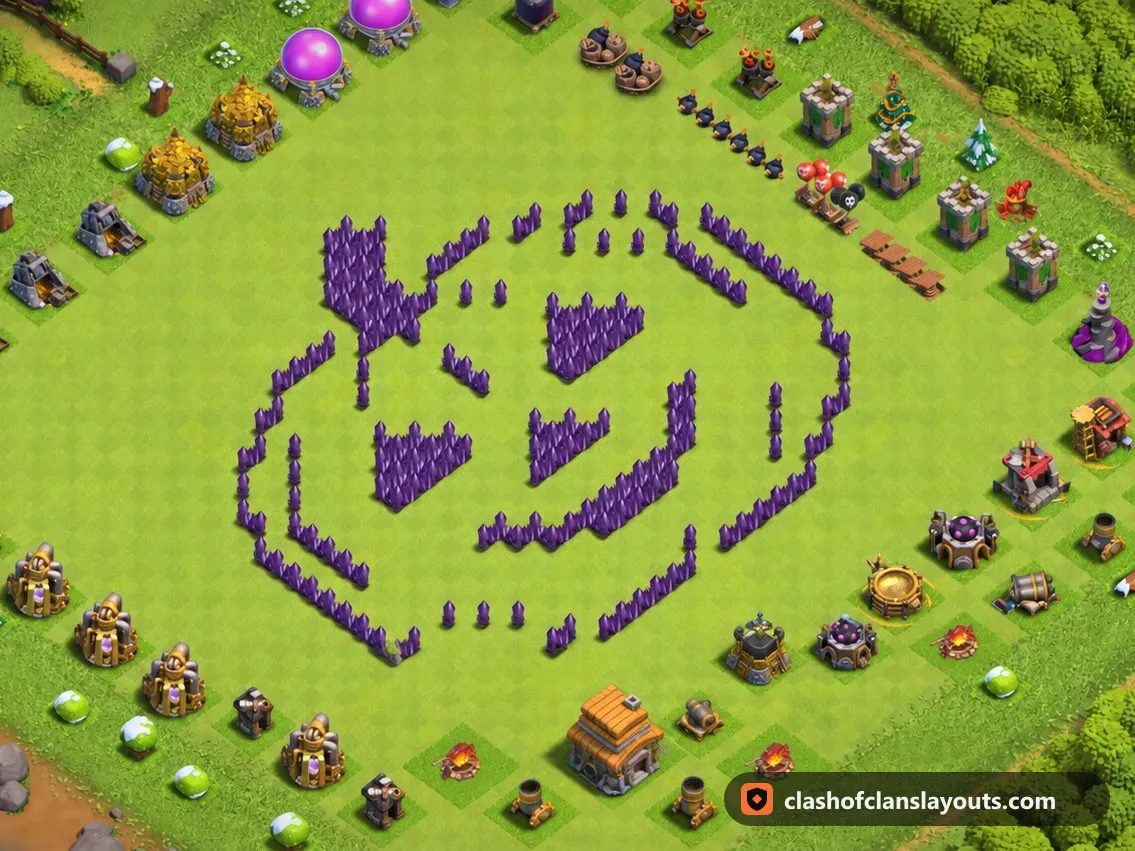 Base Lucu TH7 34: layout base Lucu Clash of Clans Town Hall 7, gambar base lengkap
