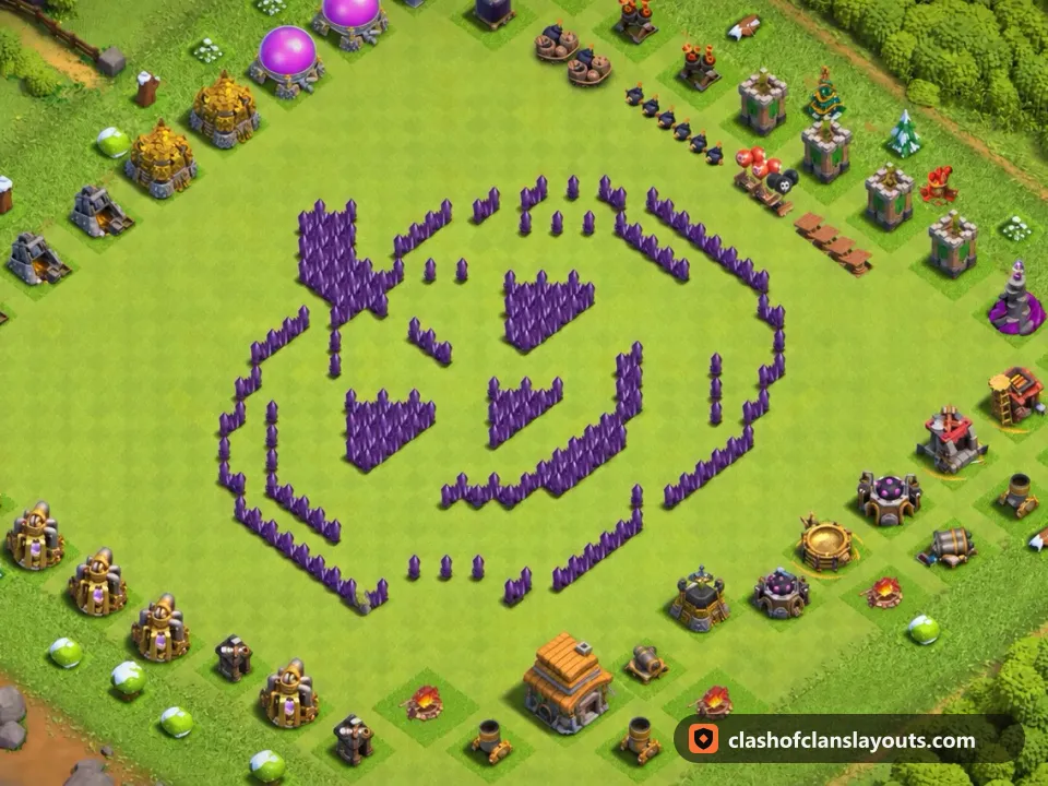 TH7 Funny Base Layout 34: Clash of Clans Town Hall 7 fun base layout, full base picture