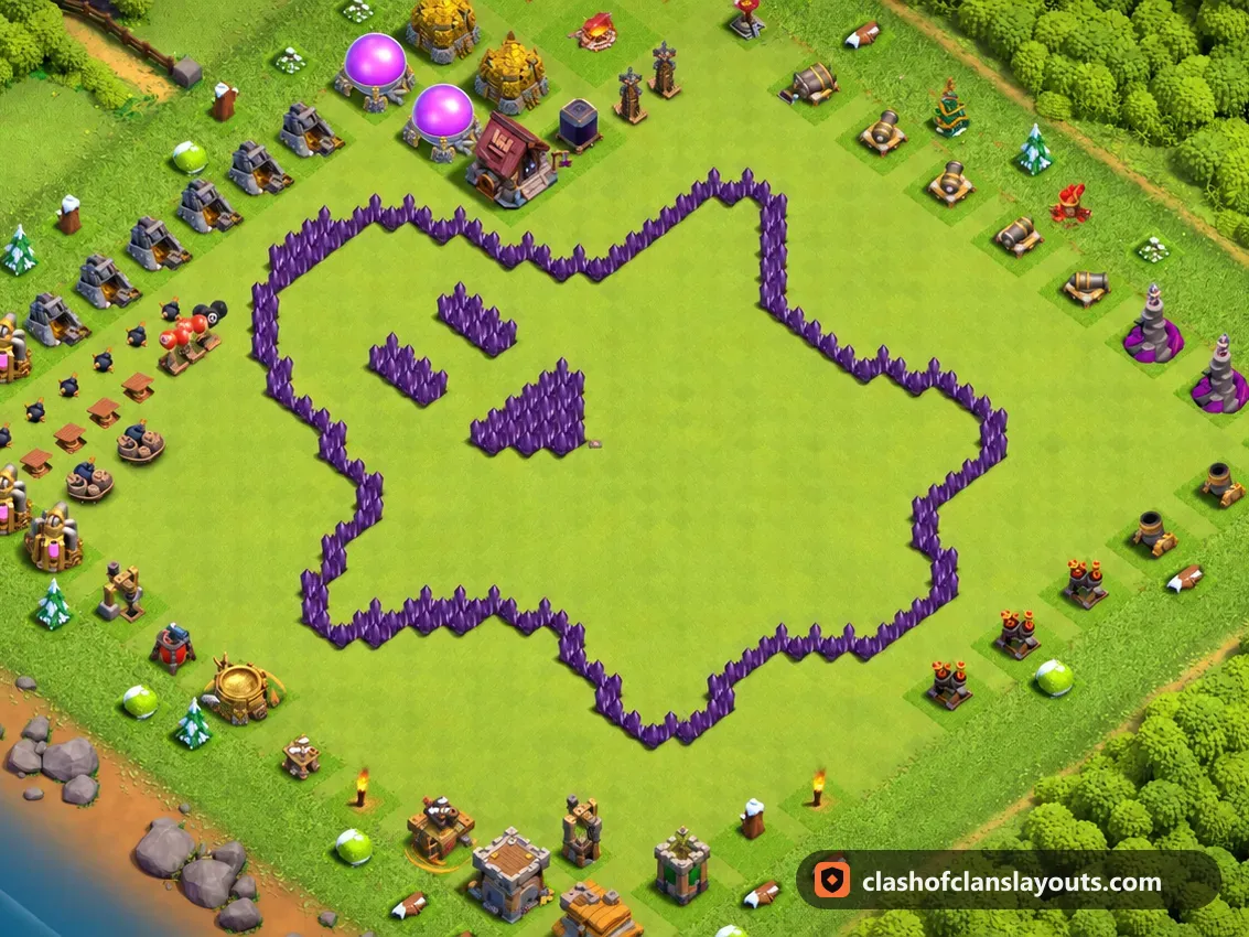 TH7 Funny Base Layout 35: Clash of Clans Town Hall 7 fun base layout, full base picture