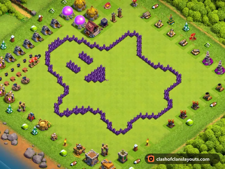 TH7 Funny Base Layout 35: Clash of Clans Town Hall 7 fun base layout, full base picture