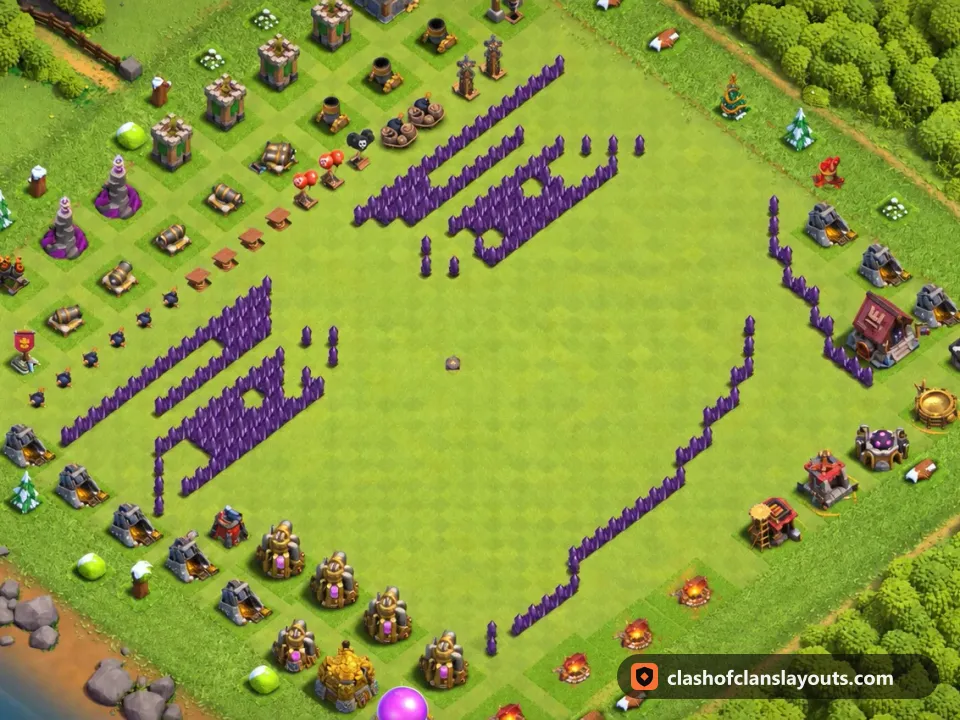 TH7 Funny Base Layout 38: Clash of Clans Town Hall 7 fun base layout, full base picture