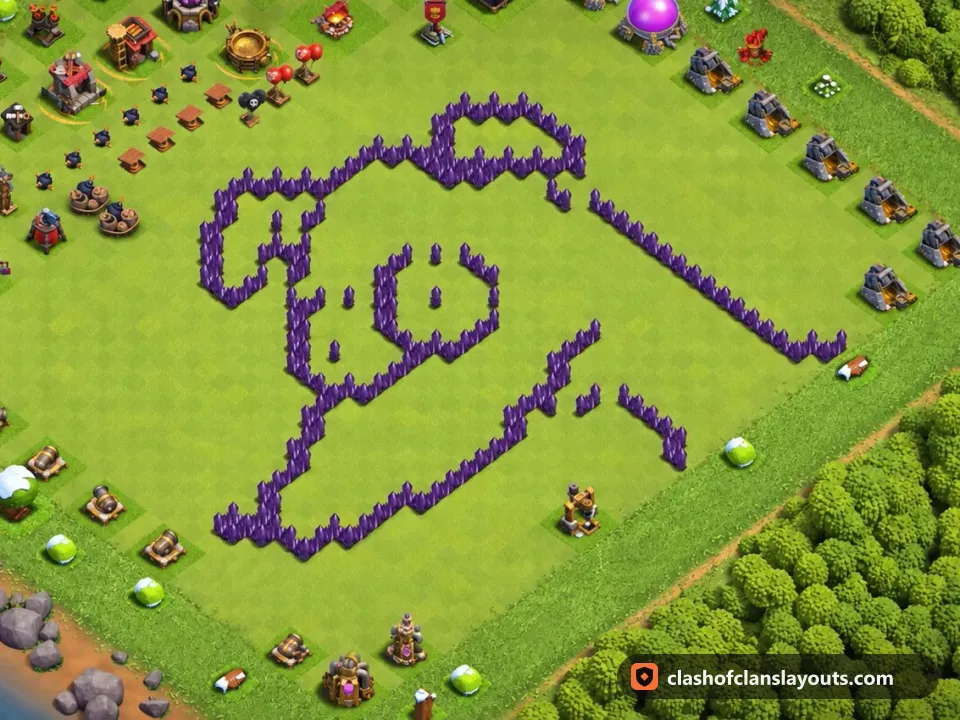 TH7 Funny Base Layout 39: Clash of Clans Town Hall 7 fun base layout, full base picture
