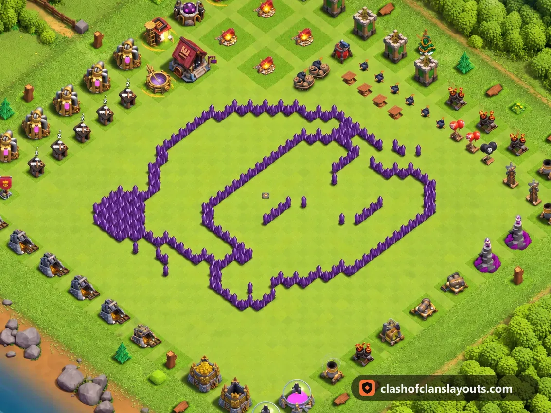 TH7 Funny Base Layout 40: Clash of Clans Town Hall 7 fun base layout, full base picture