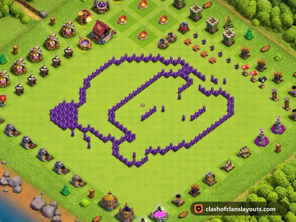 TH7 Funny Base Layout 40: Clash of Clans Town Hall 7 fun base layout, full base picture