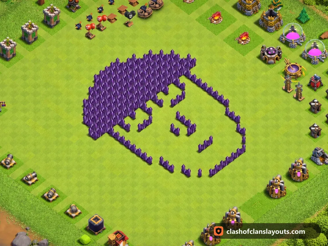 TH7 Funny Base Layout 41: Clash of Clans Town Hall 7 fun base layout, full base picture