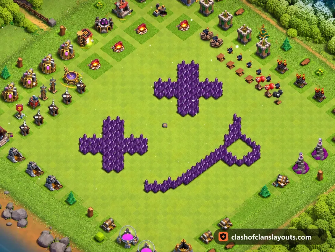 Base Divertida TH7 42: layout de base divertida de Clash of Clans para Centro de Vila 7, imagem completa da base