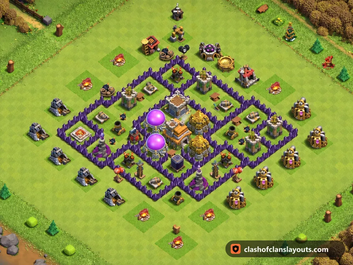 TH7 하이브리드 배치 257: 클래시 오브 클랜 마을회관 7 하이브리드 배치, 전체 배치 이미지