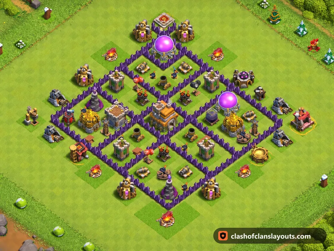 TH7 하이브리드 배치 261: 클래시 오브 클랜 마을회관 7 하이브리드 배치, 전체 배치 이미지