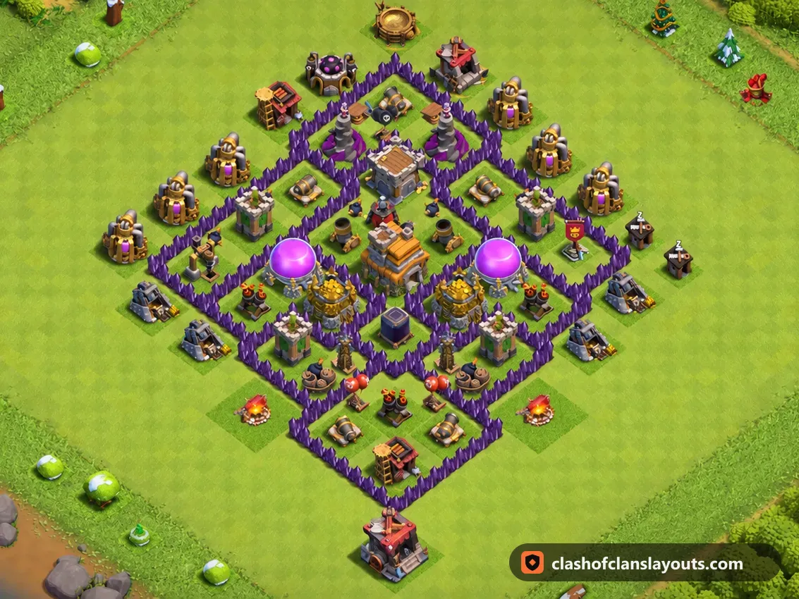 TH7 하이브리드 배치 268: 클래시 오브 클랜 마을회관 7 하이브리드 배치, 전체 배치 이미지