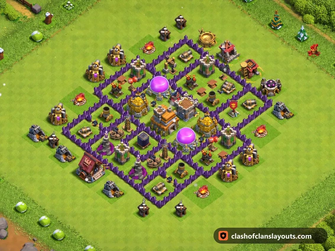 Base Hybride TH7 269 : plan de base hybride HDV 7 Clash of Clans, image complète de la base