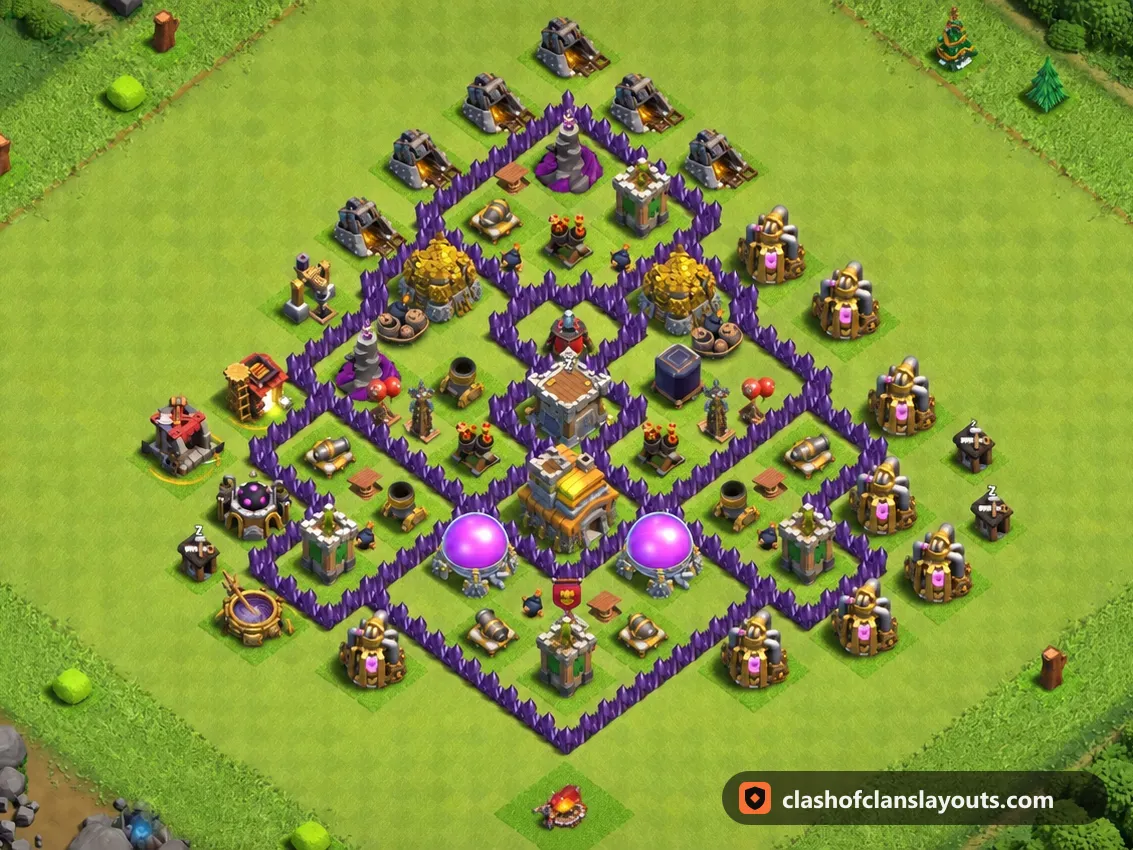 TH7 트로피 배치 245: 클래시 오브 클랜 마을회관 7 트로피 배치, 전체 배치 이미지