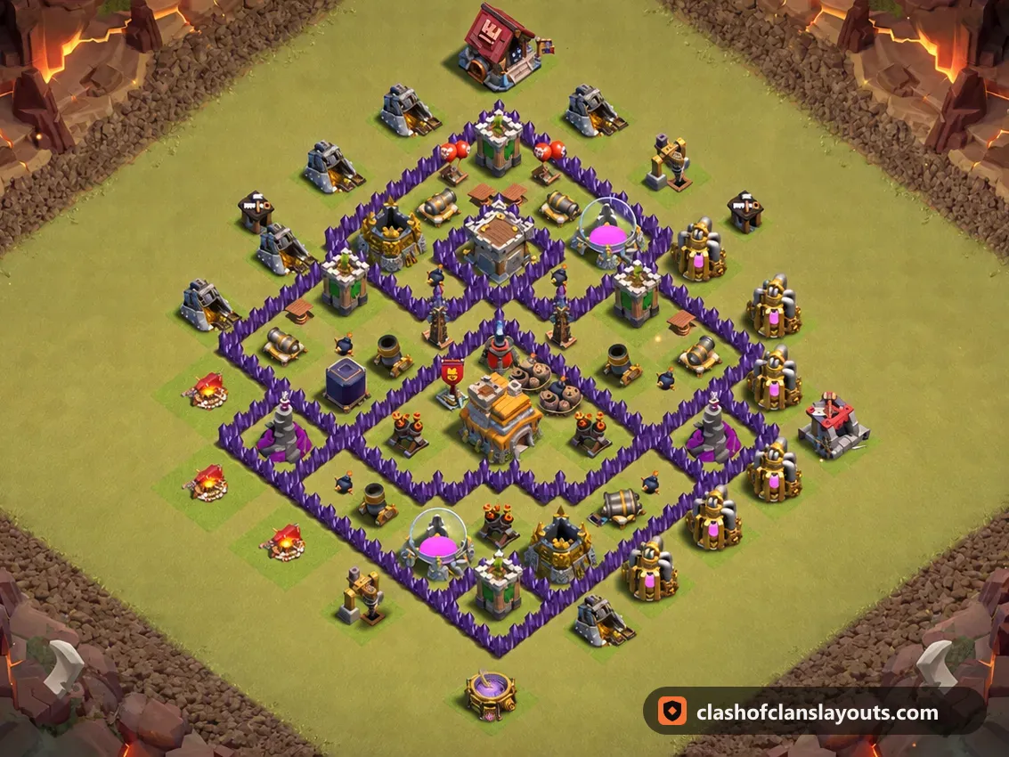 TH7 War Base Layout 160: Clash of Clans Town Hall 7 war base layout, full base picture
