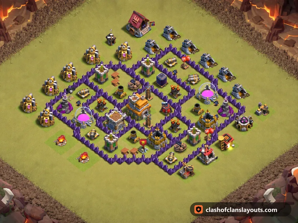 TH7 War Base Layout 165: Clash of Clans Town Hall 7 war base layout, full base picture