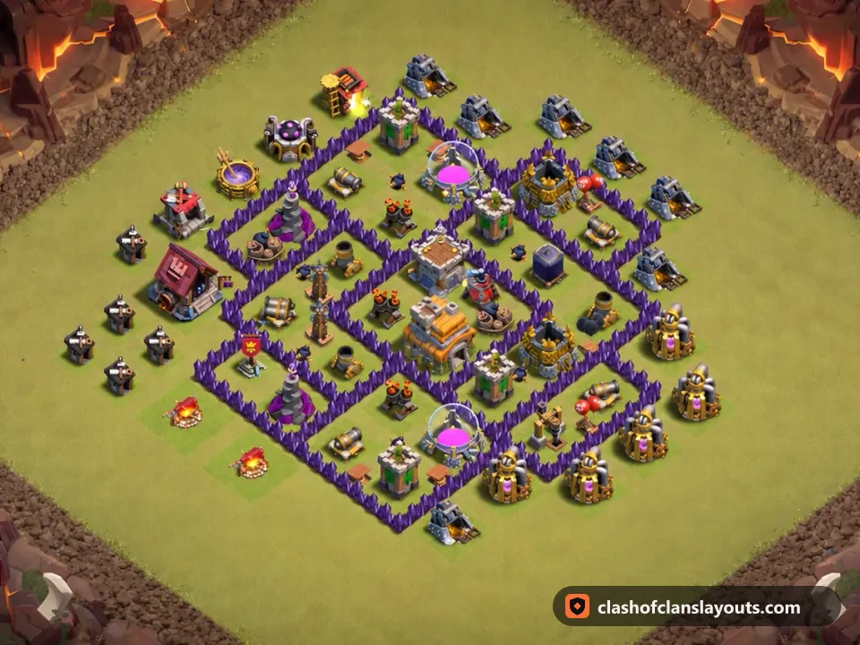 TH7 War Base Layout 166: Clash of Clans Town Hall 7 war base layout, full base picture