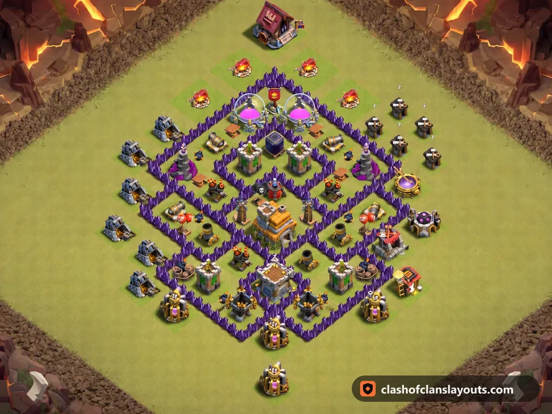 TH7 War Base Layout 169: Clash of Clans Town Hall 7 war base layout, full base picture