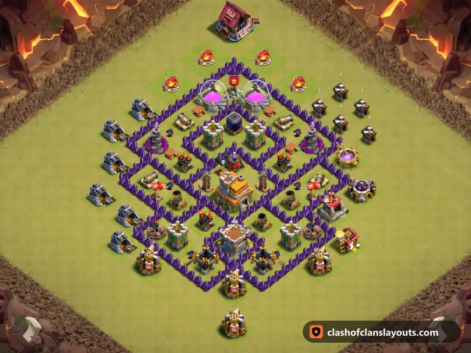 TH7 War Base Layout 169: Clash of Clans Town Hall 7 war base layout, full base picture