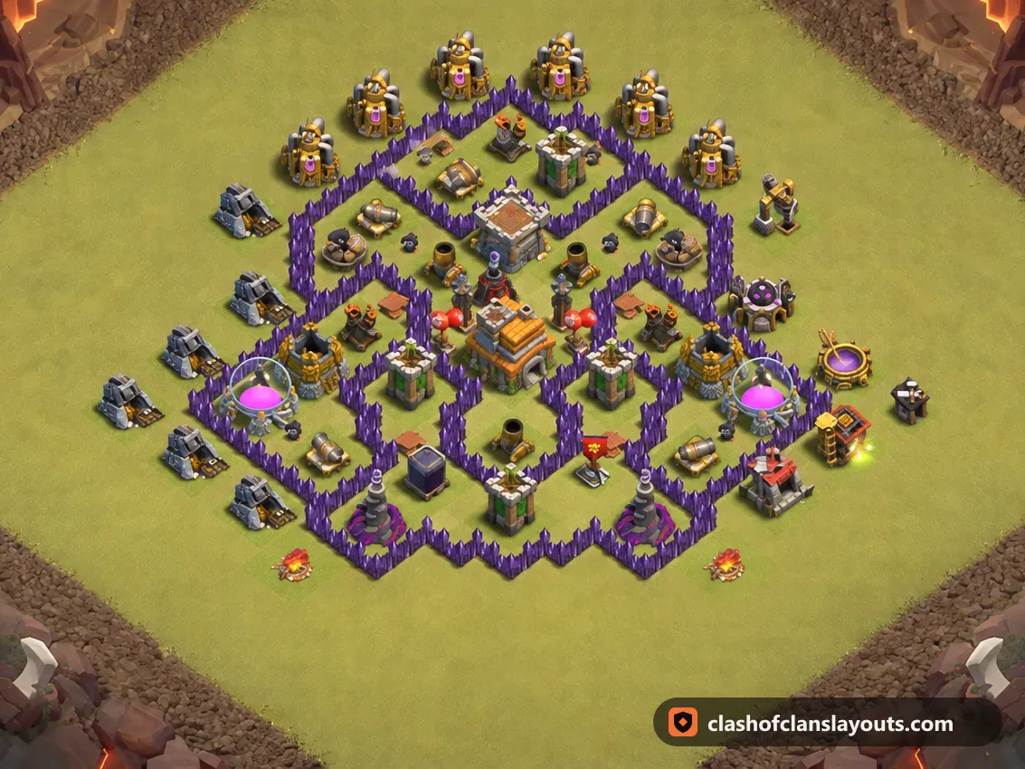 TH7 War Base Layout 170: Clash of Clans Town Hall 7 war base layout, full base picture