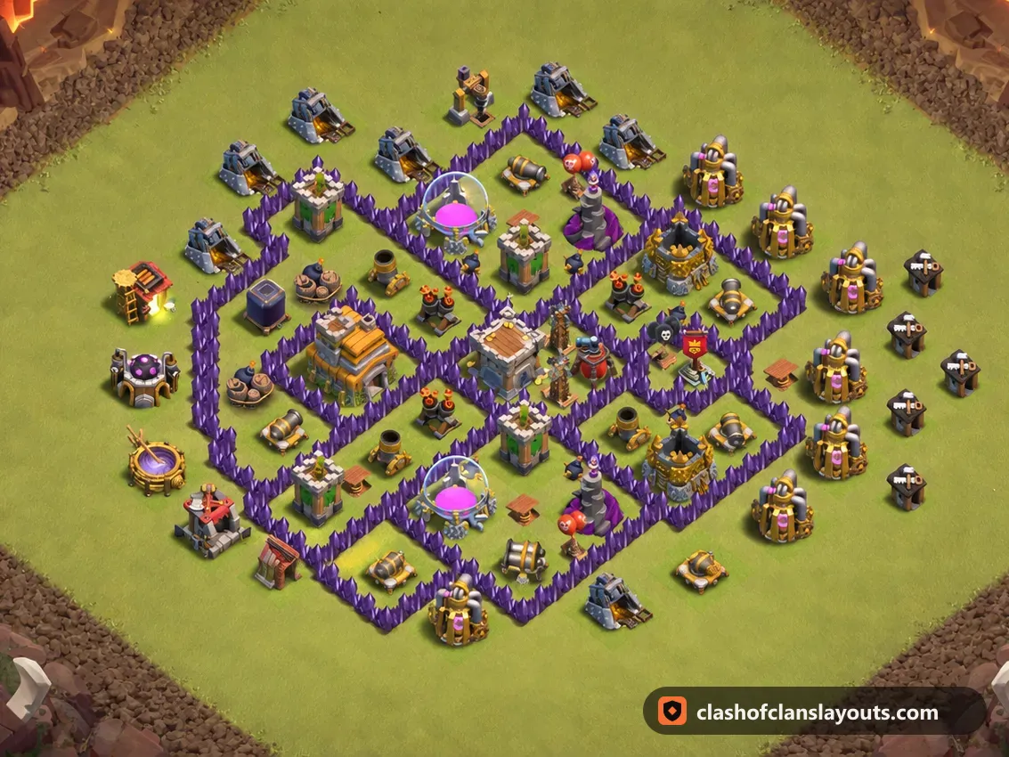 TH7 War Base Layout 171: Clash of Clans Town Hall 7 war base layout, full base picture