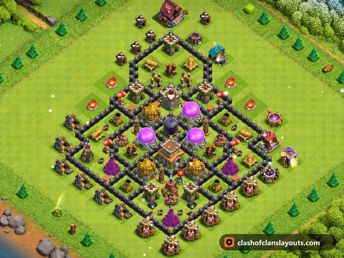 TH8 파밍 배치 308: 클래시 오브 클랜 마을회관 8 파밍 배치, 전체 배치 이미지