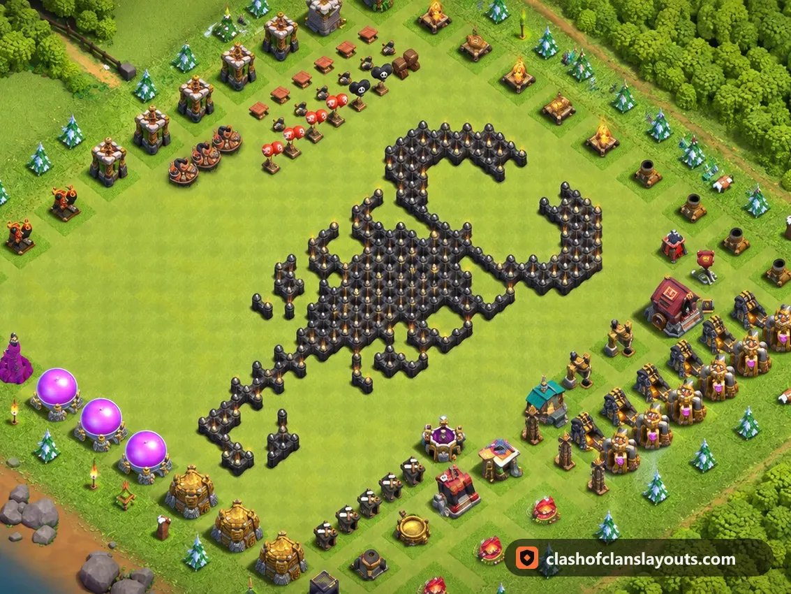 Base Divertida TH8 42: layout de base divertida de Clash of Clans para Centro de Vila 8, imagem completa da base