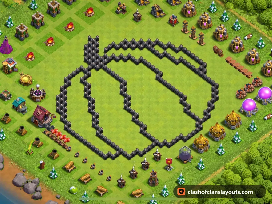 Base Lucu TH8 46: layout base Lucu Clash of Clans Town Hall 8, gambar base lengkap