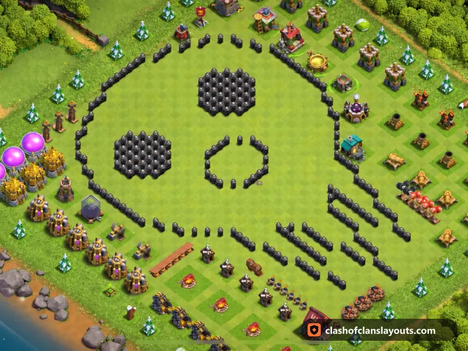 TH8 Funny Base Layout 51: Clash of Clans Town Hall 8 fun base layout, full base picture